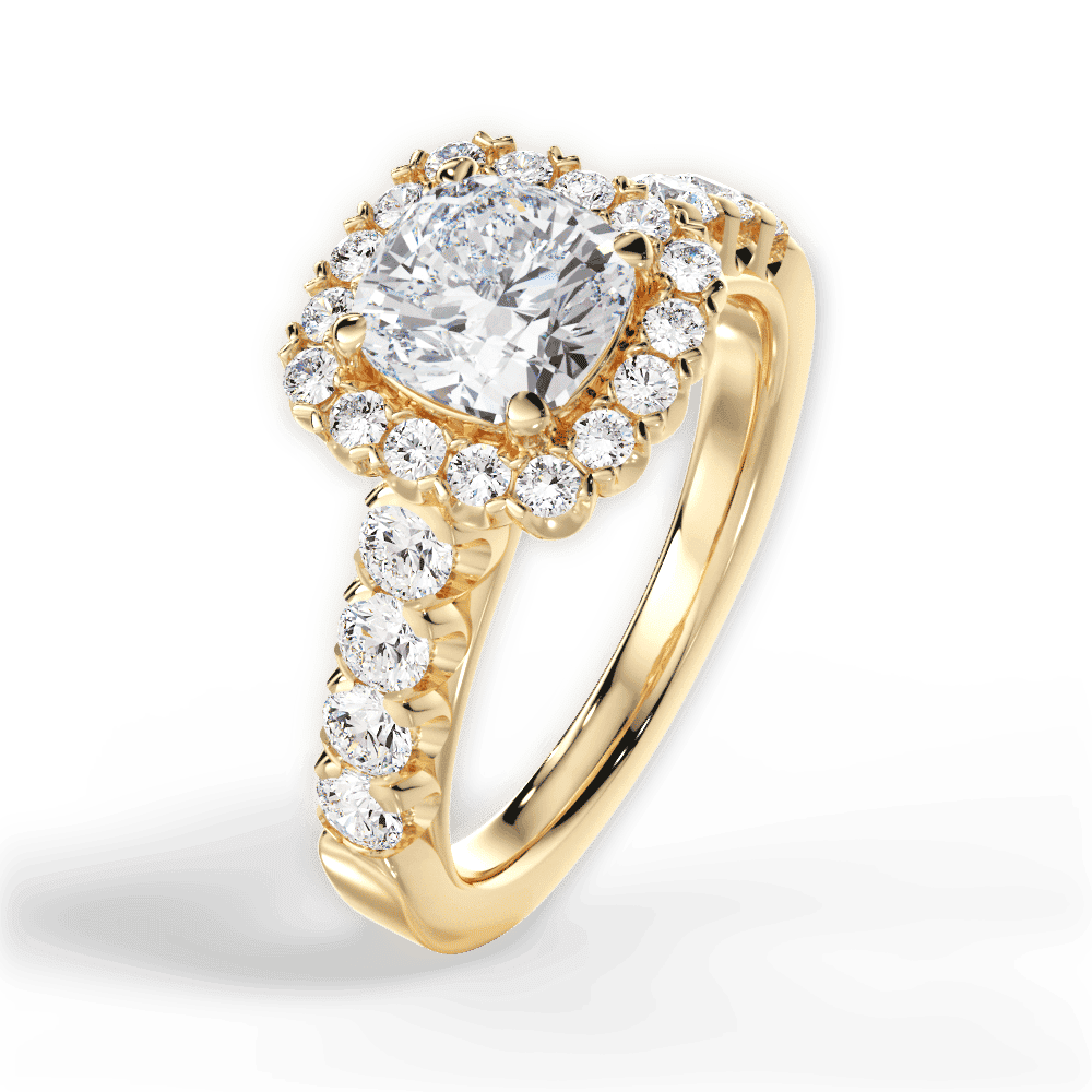 14kt Yellow Gold/18kt Yellow Gold/cushion/side