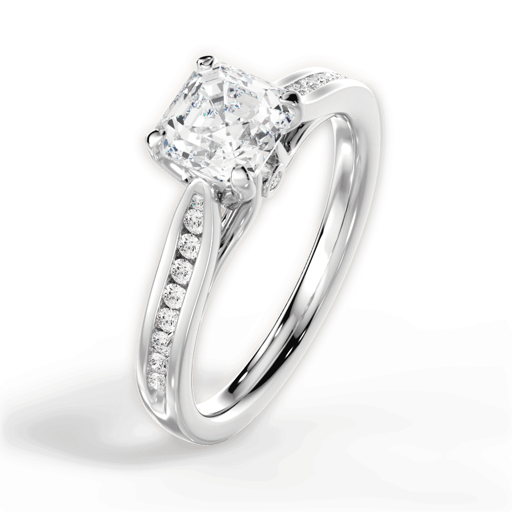 14kt White Gold/18kt White Gold/Platinum/asscher/side
