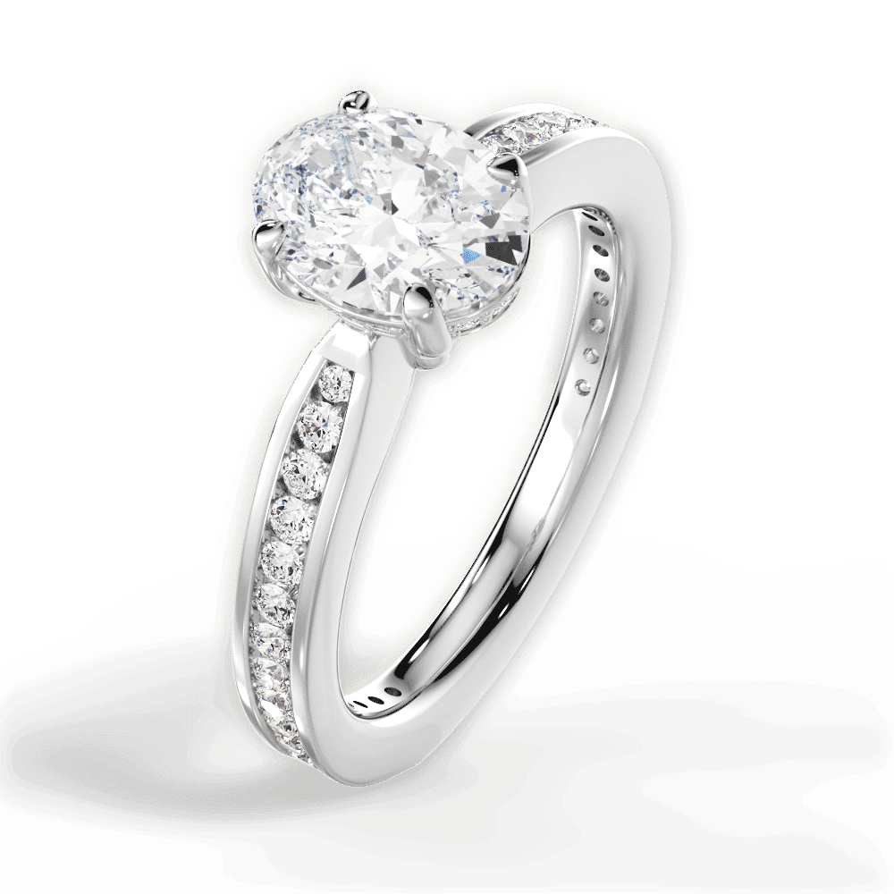 14kt White Gold/18kt White Gold/Platinum/oval/side