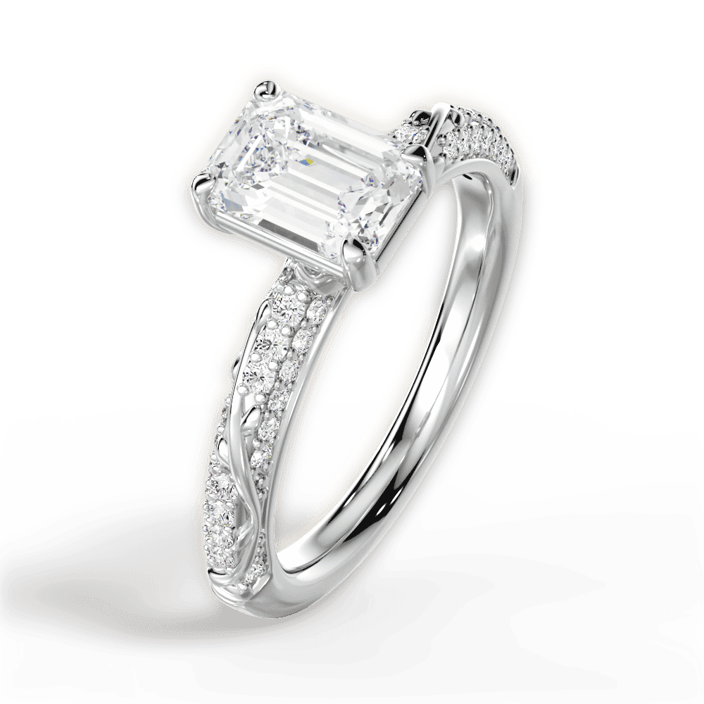 14kt White Gold/18kt White Gold/Platinum/emerald/side