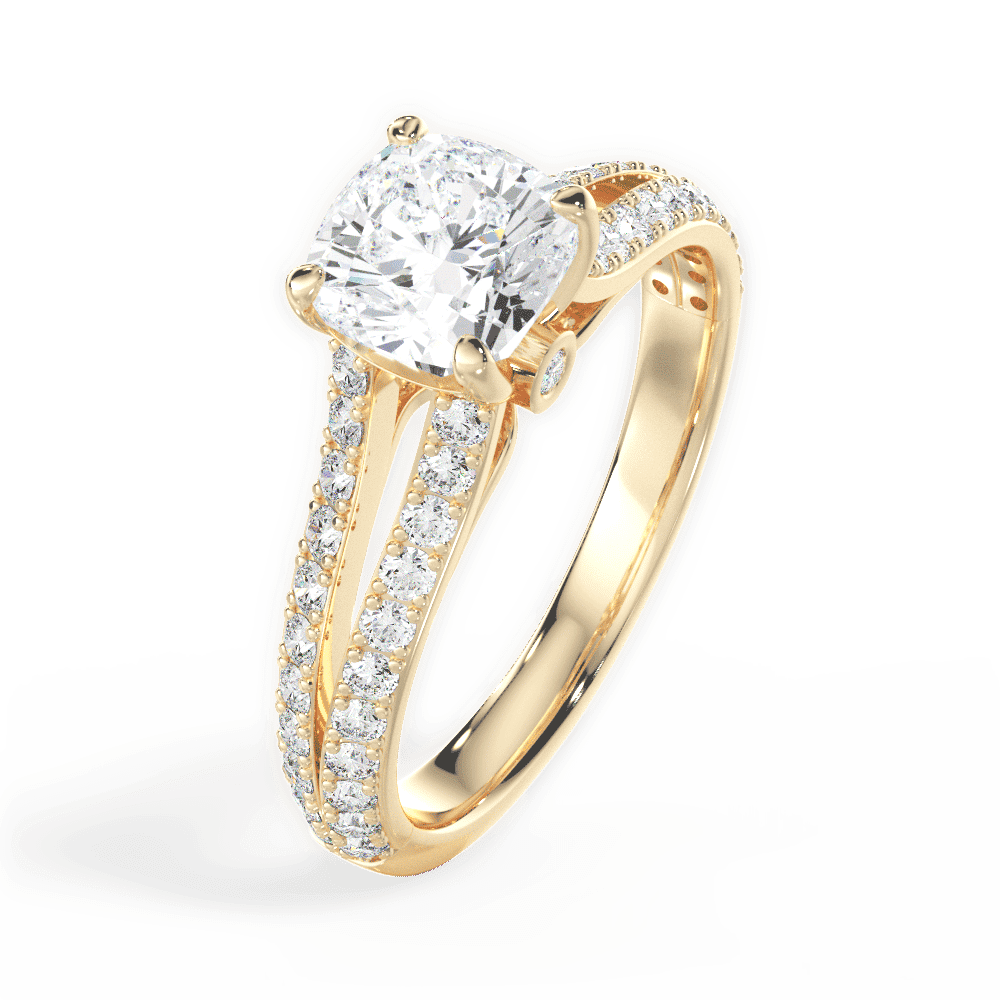 14kt Yellow Gold/18kt Yellow Gold/cushion/side