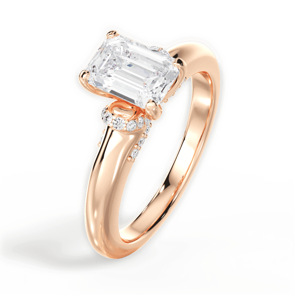 14kt Rose Gold/18kt Rose Gold/emerald/side