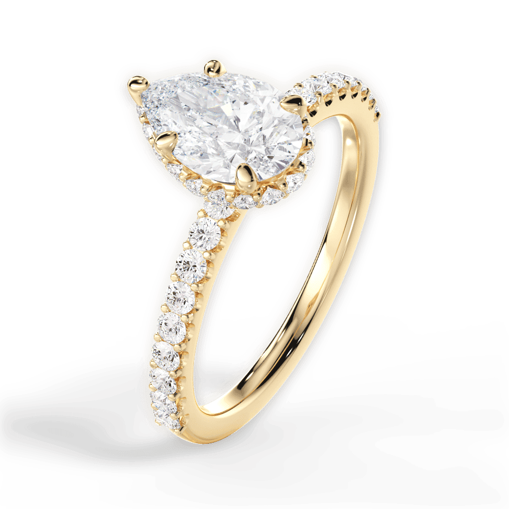 14kt Yellow Gold/18kt Yellow Gold/pear/side