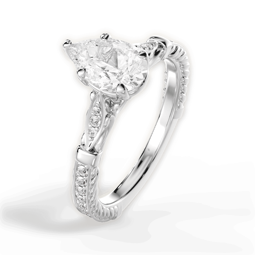 14kt White Gold/18kt White Gold/Platinum/pear/side