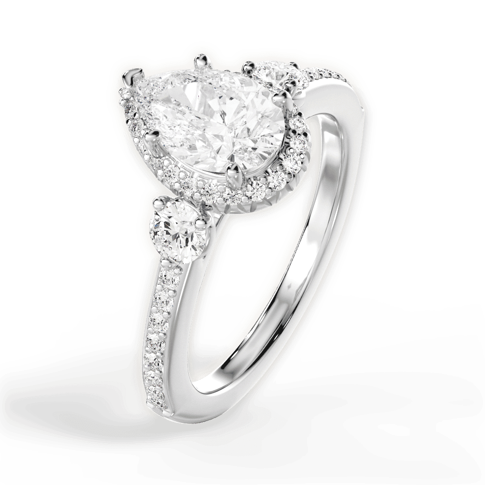 14kt White Gold/18kt White Gold/Platinum/pear/side