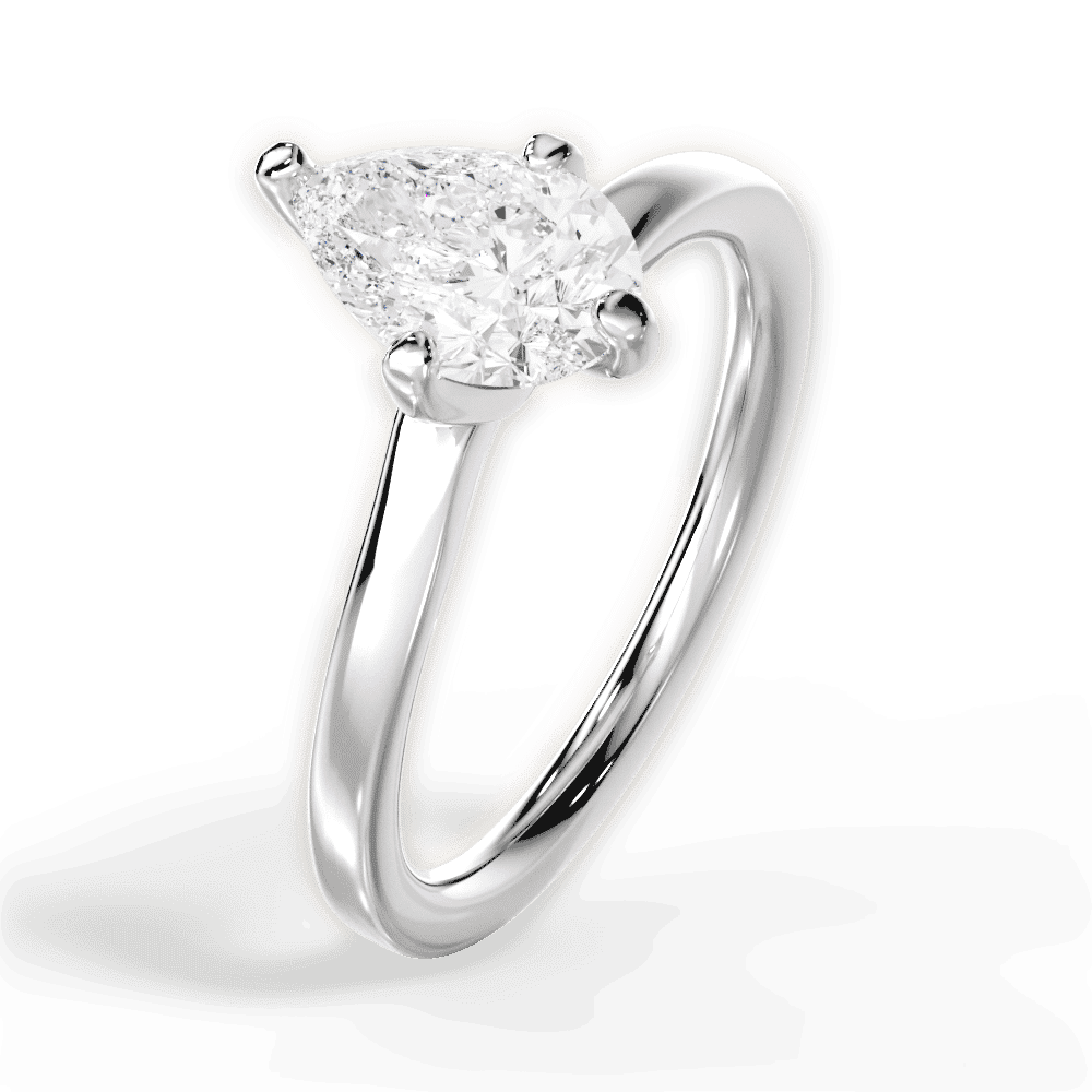 14kt White Gold/18kt White Gold/Platinum/pear/side