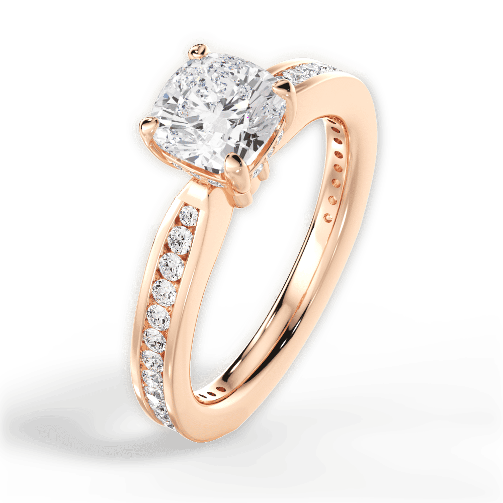 14kt Rose Gold/18kt Rose Gold/cushion/side