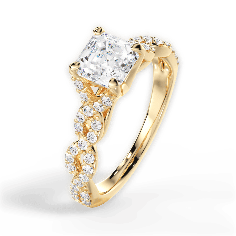 14kt Yellow Gold/18kt Yellow Gold/asscher/side