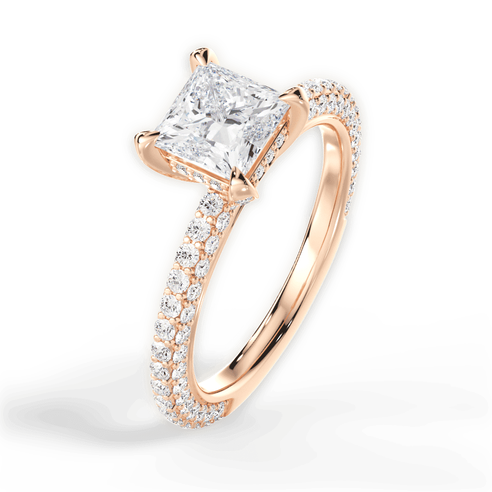 14kt Rose Gold/18kt Rose Gold/princess/side