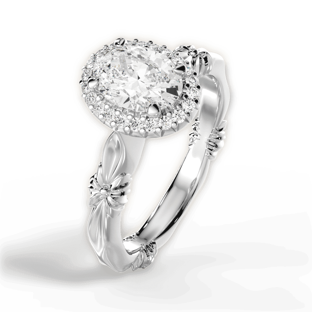 14kt White Gold/18kt White Gold/Platinum/oval/side