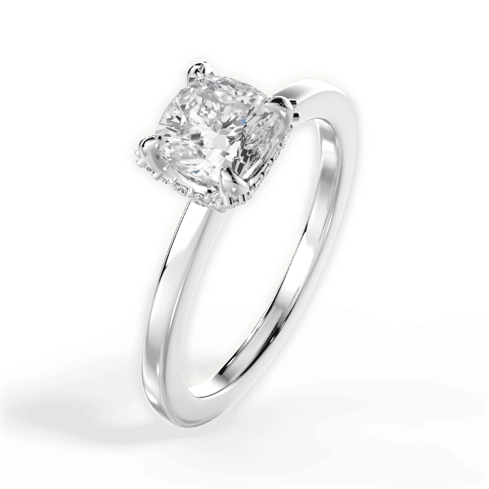 14kt White Gold/18kt White Gold/Platinum/cushion/side