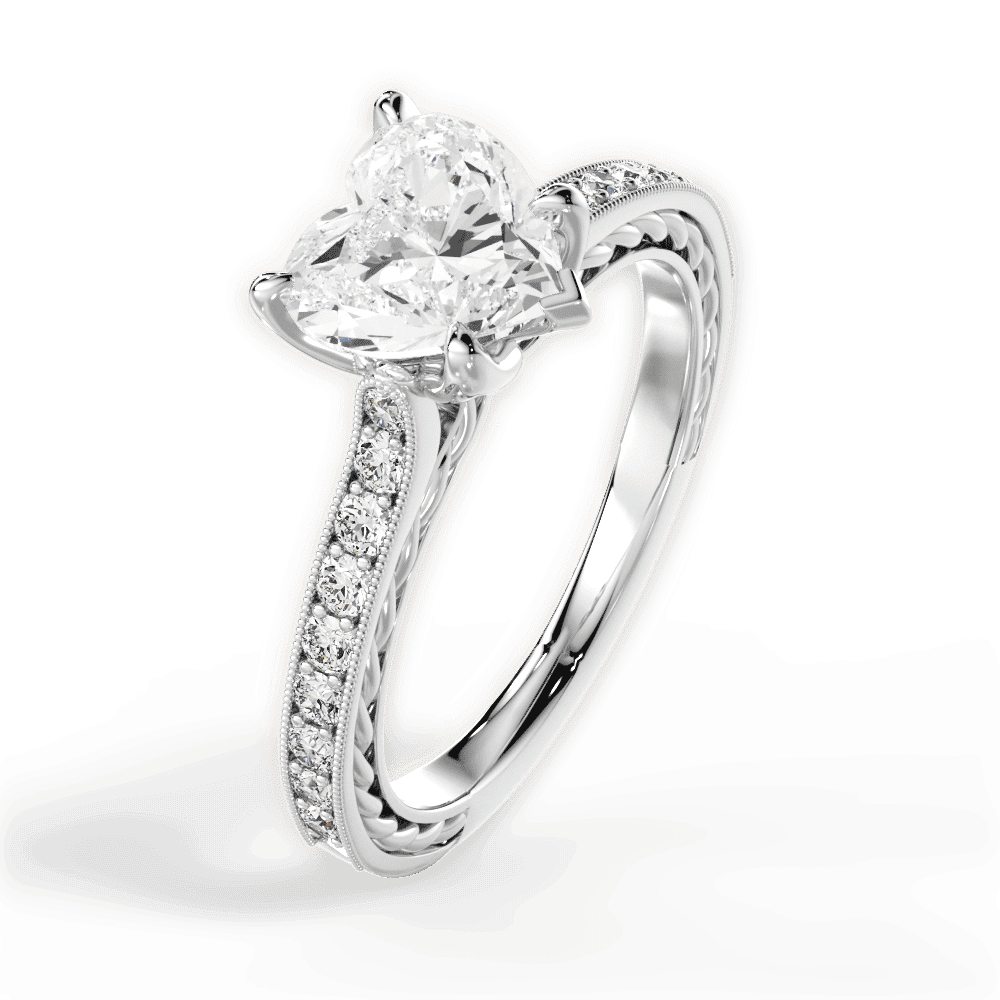 14kt White Gold/18kt White Gold/Platinum/heart/side