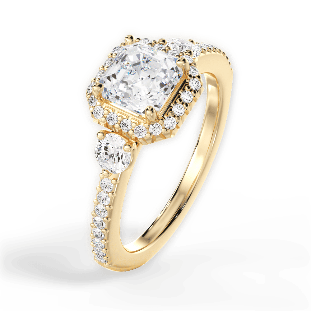 14kt Yellow Gold/18kt Yellow Gold/asscher/side