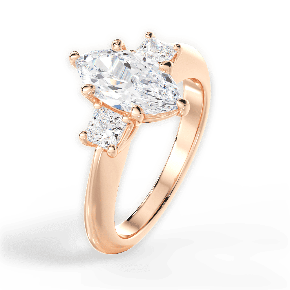 14kt Rose Gold/18kt Rose Gold/marquise/side