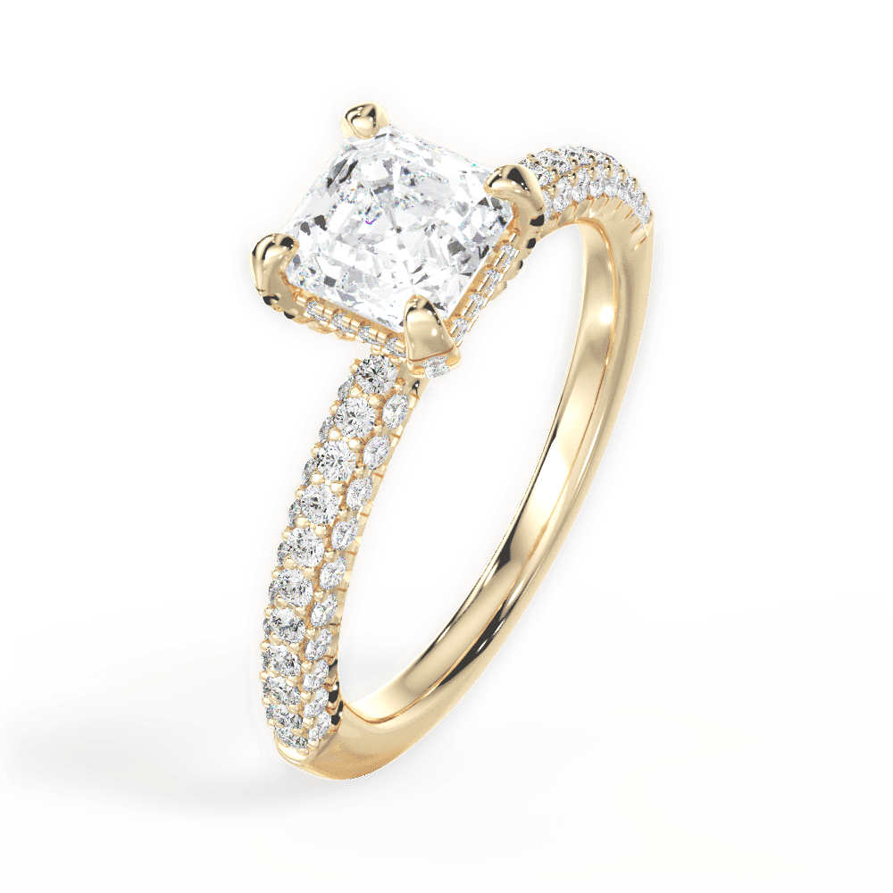 14kt Yellow Gold/18kt Yellow Gold/asscher/side