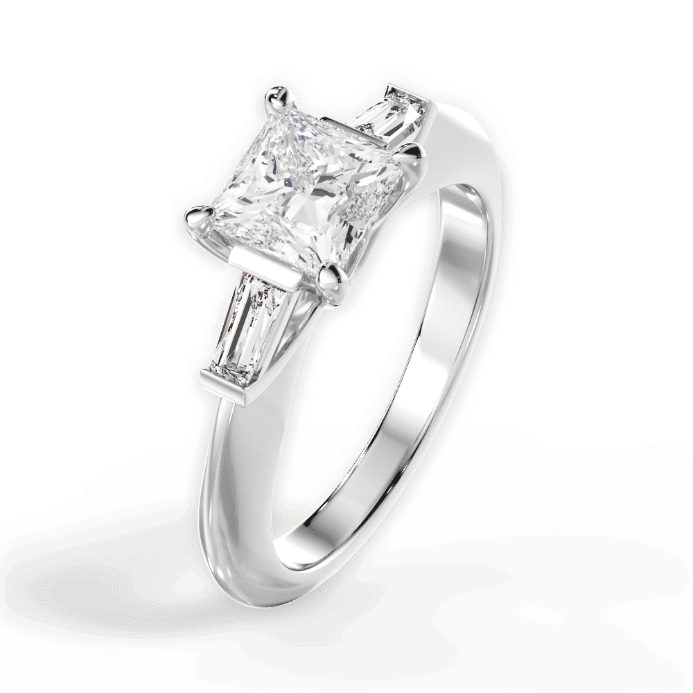 14kt White Gold/18kt White Gold/Platinum/princess/side