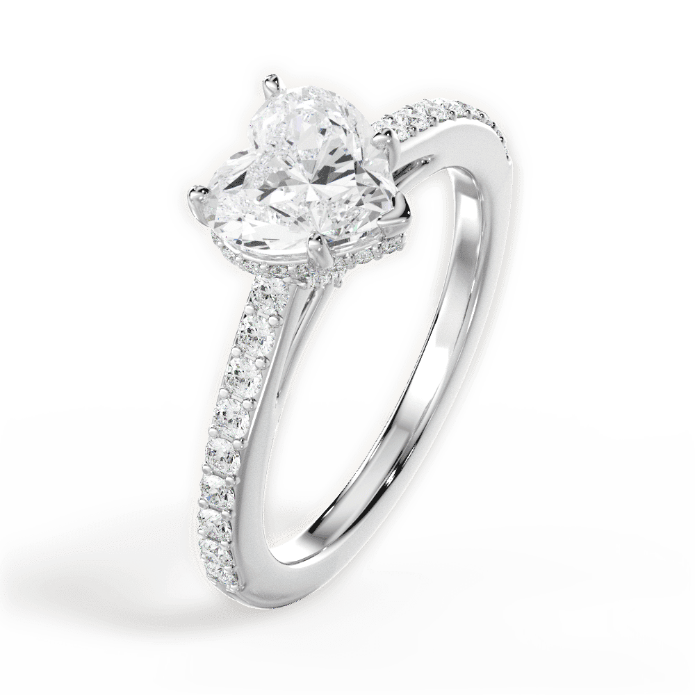 14kt White Gold/18kt White Gold/Platinum/heart/side