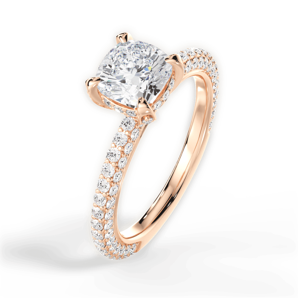 14kt Rose Gold/18kt Rose Gold/cushion/side