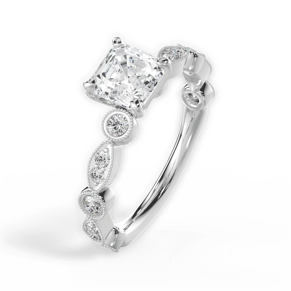 14kt White Gold/18kt White Gold/Platinum/asscher/side