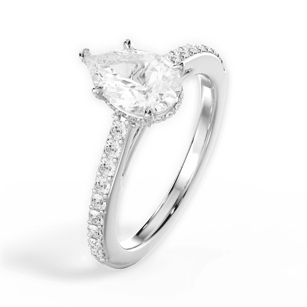 14kt White Gold/18kt White Gold/Platinum/pear/side