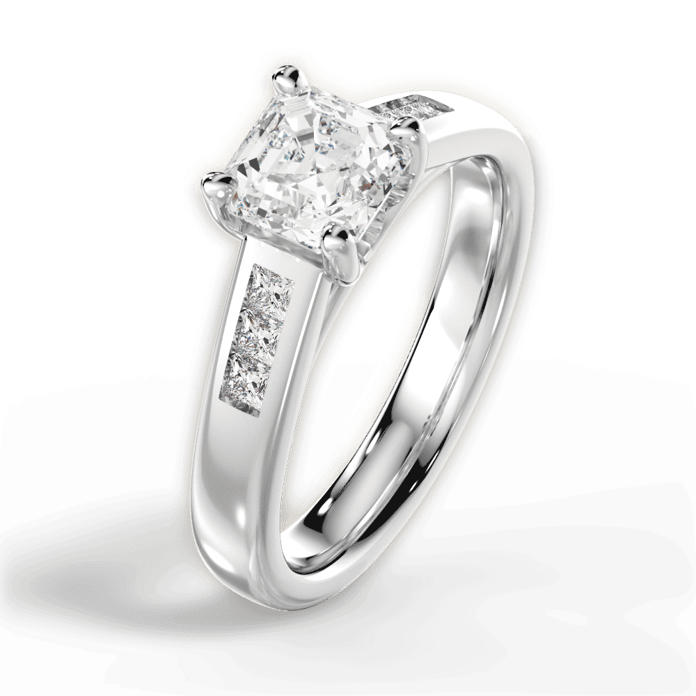 14kt White Gold/18kt White Gold/Platinum/asscher/side