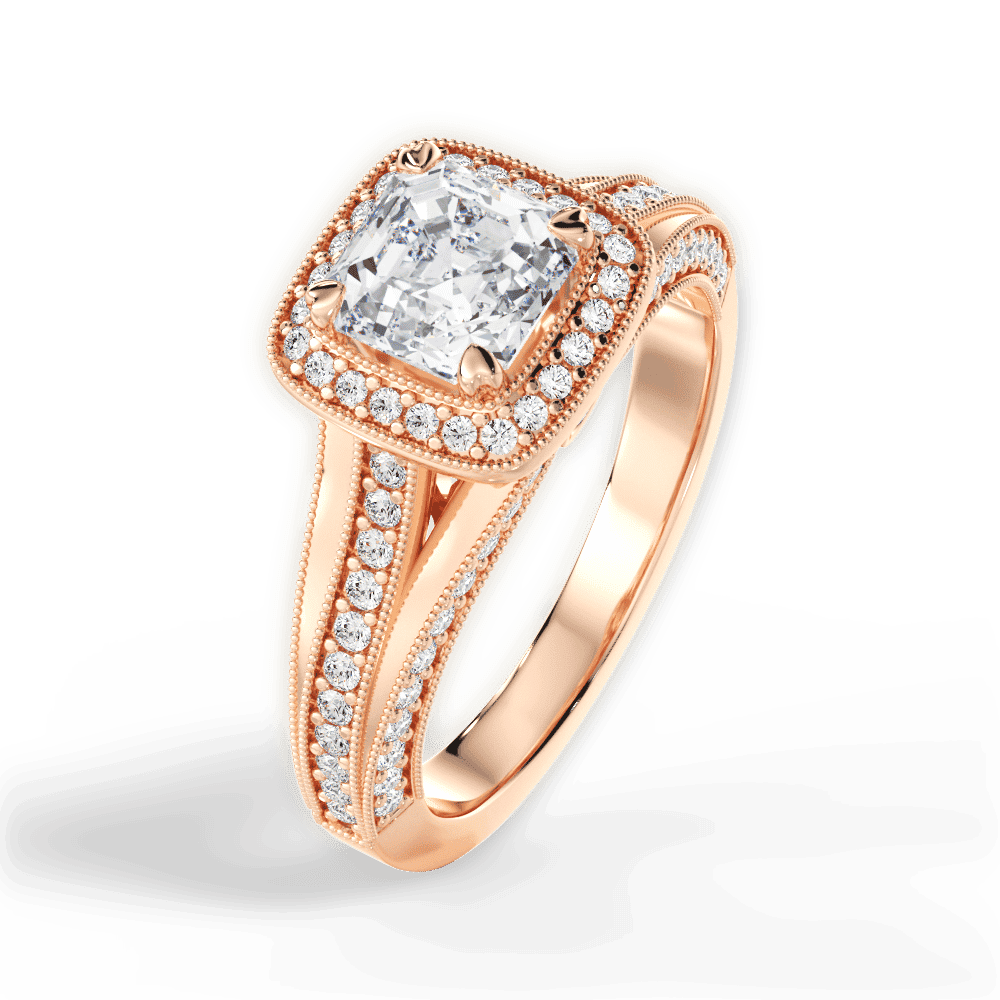 14kt Rose Gold/18kt Rose Gold/asscher/side