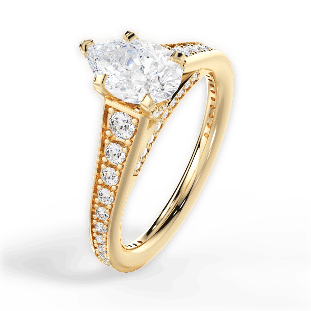 14kt Yellow Gold/18kt Yellow Gold/pear/side