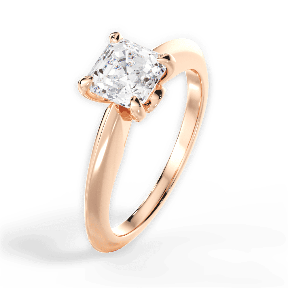 14kt Rose Gold/18kt Rose Gold/asscher/side