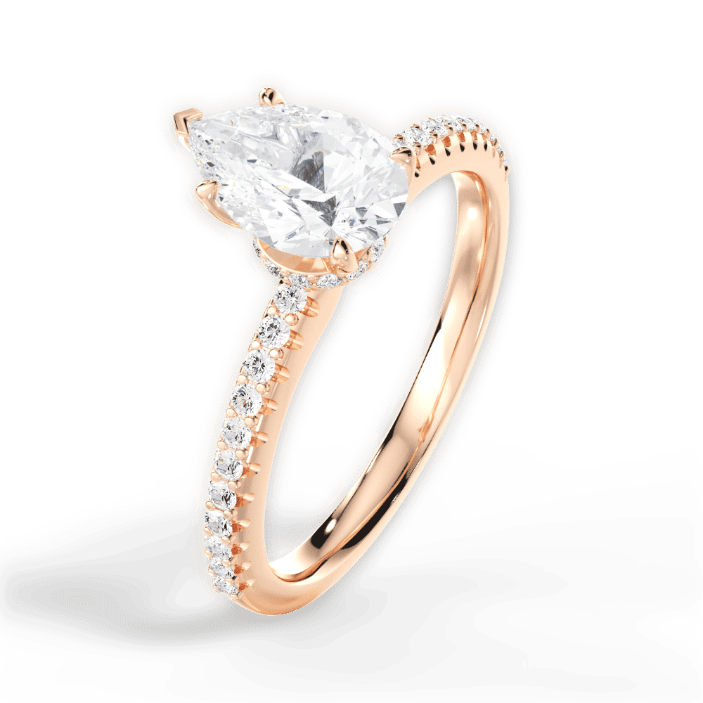 14kt Rose Gold/18kt Rose Gold/pear/side