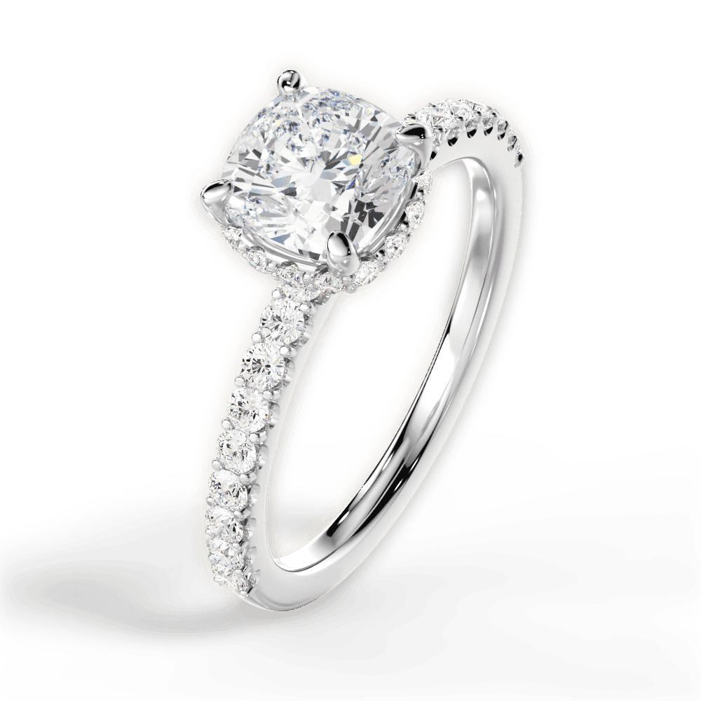 14kt White Gold/18kt White Gold/Platinum/cushion/side