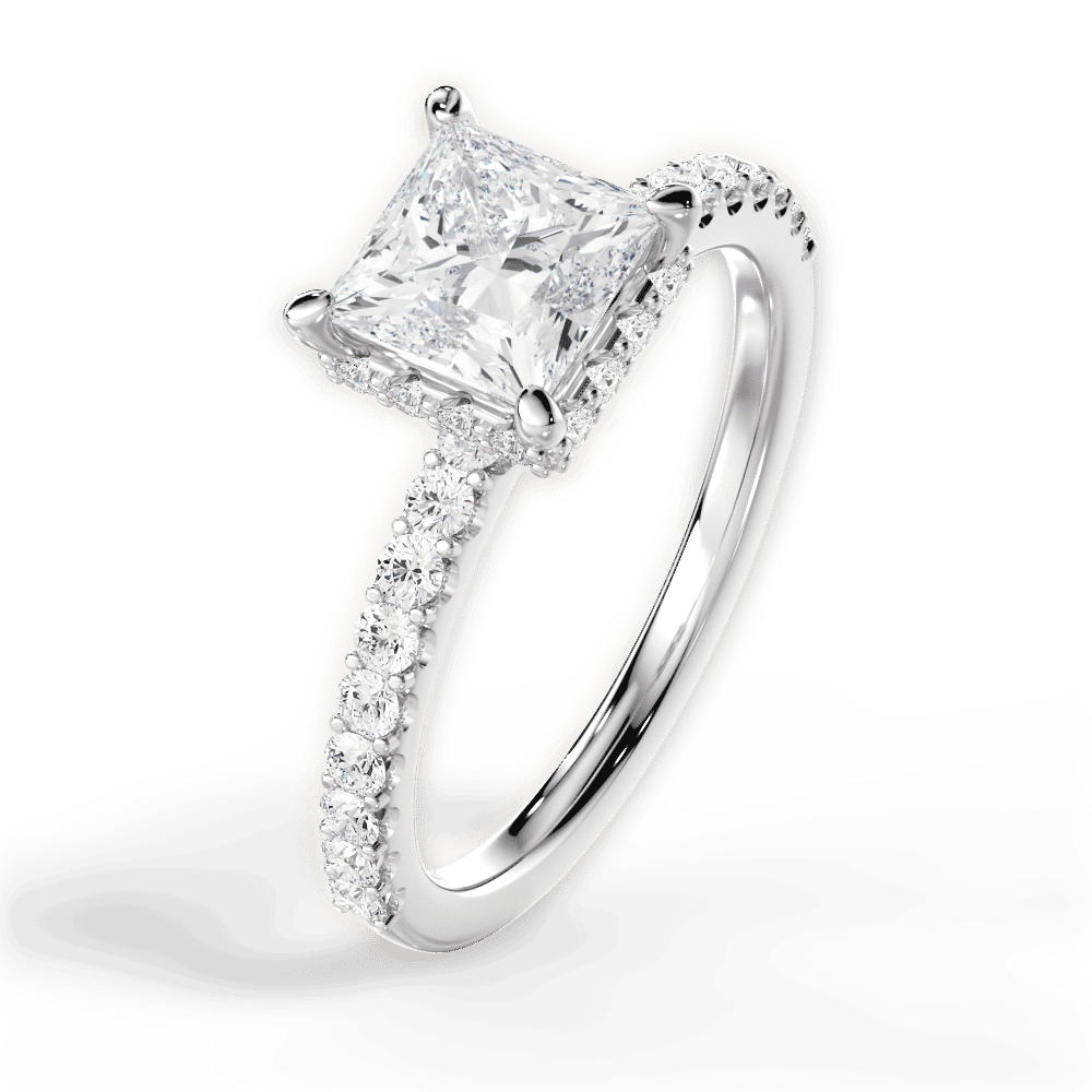 14kt White Gold/18kt White Gold/Platinum/princess/side