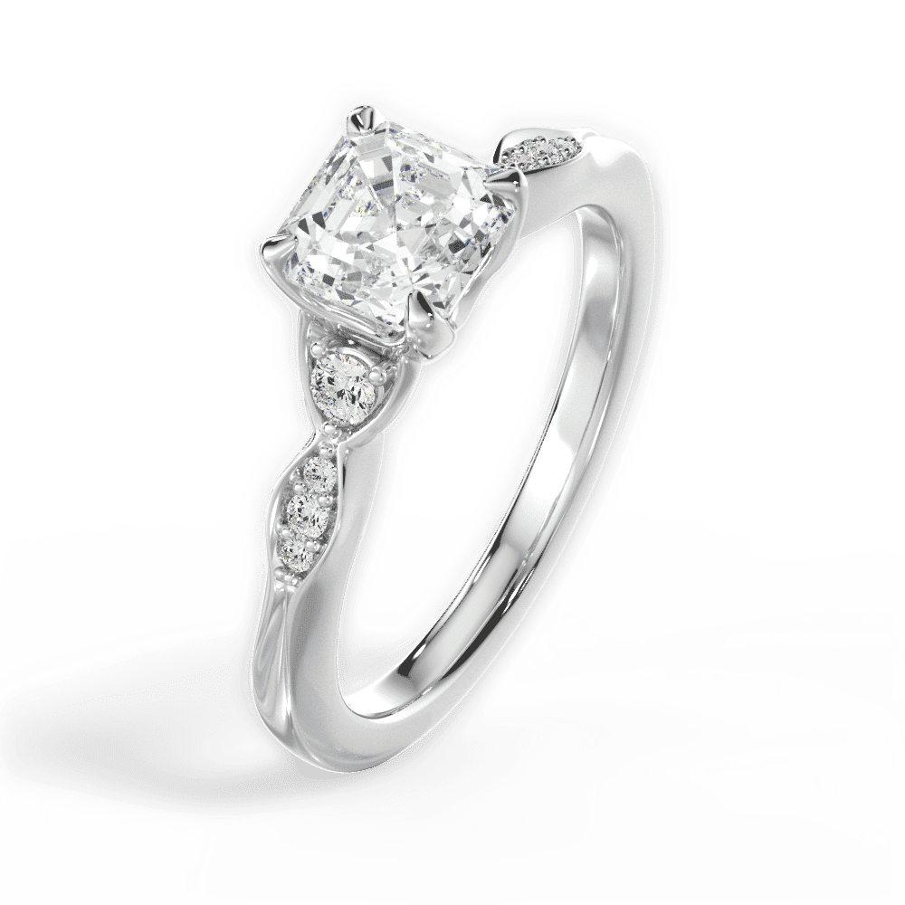 14kt White Gold/18kt White Gold/Platinum/asscher/side