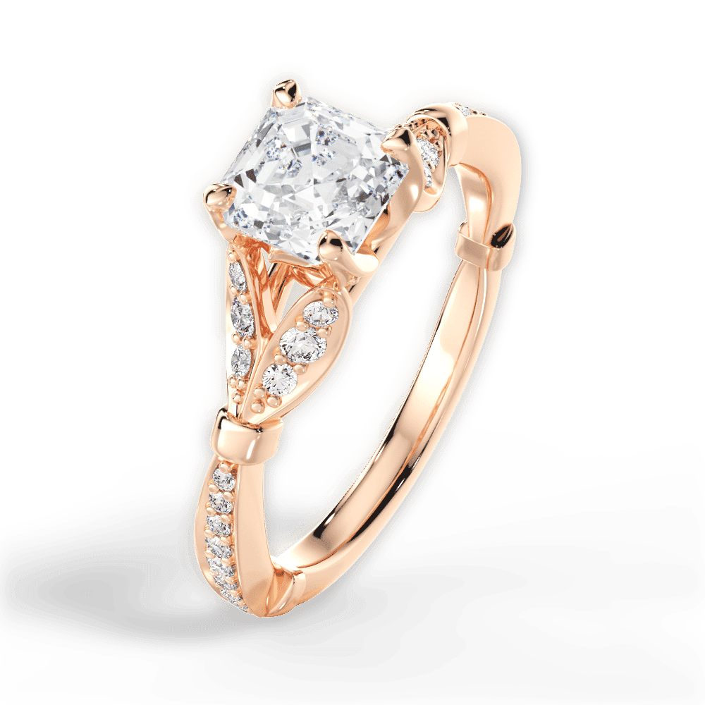14kt Rose Gold/18kt Rose Gold/asscher/side