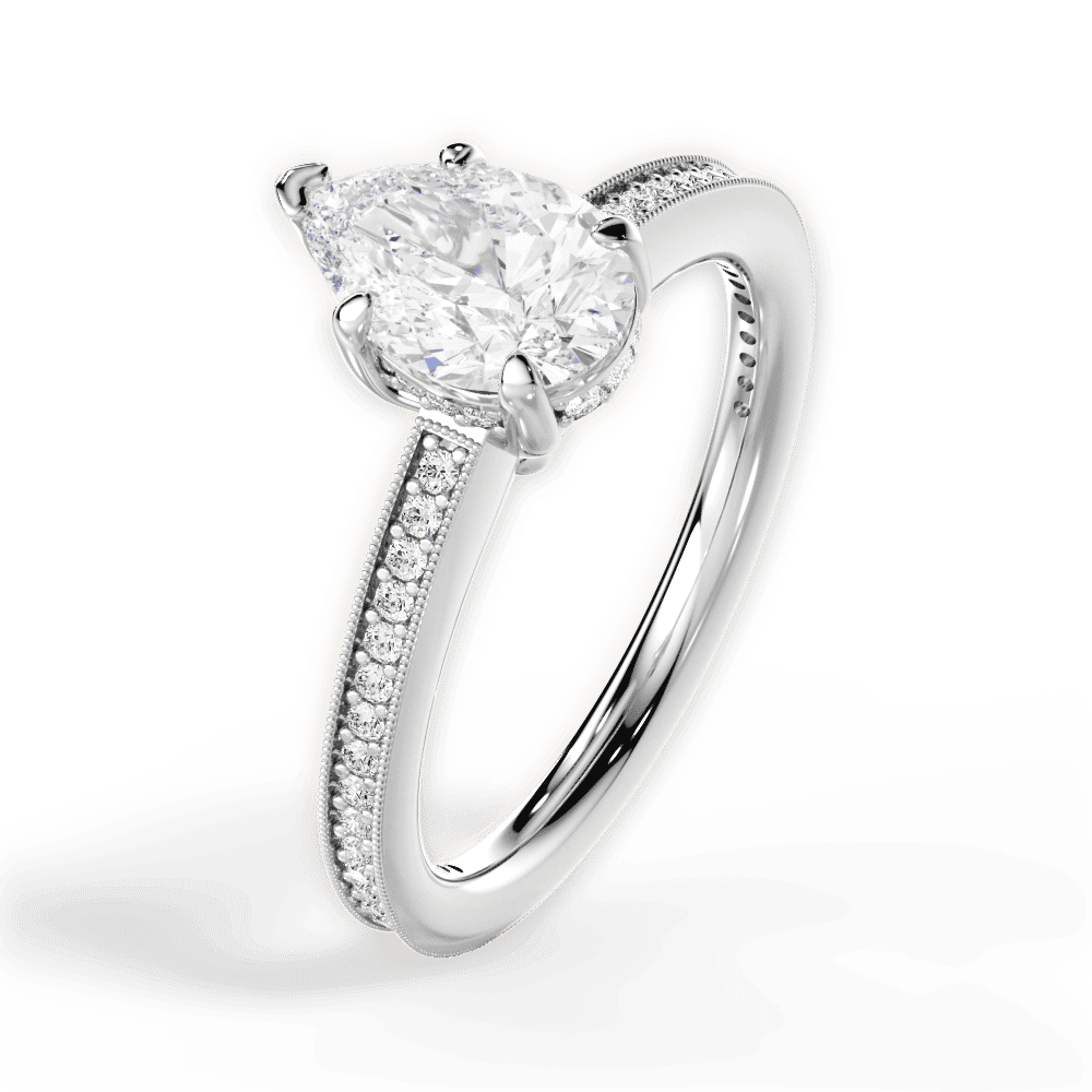 14kt White Gold/18kt White Gold/Platinum/pear/side