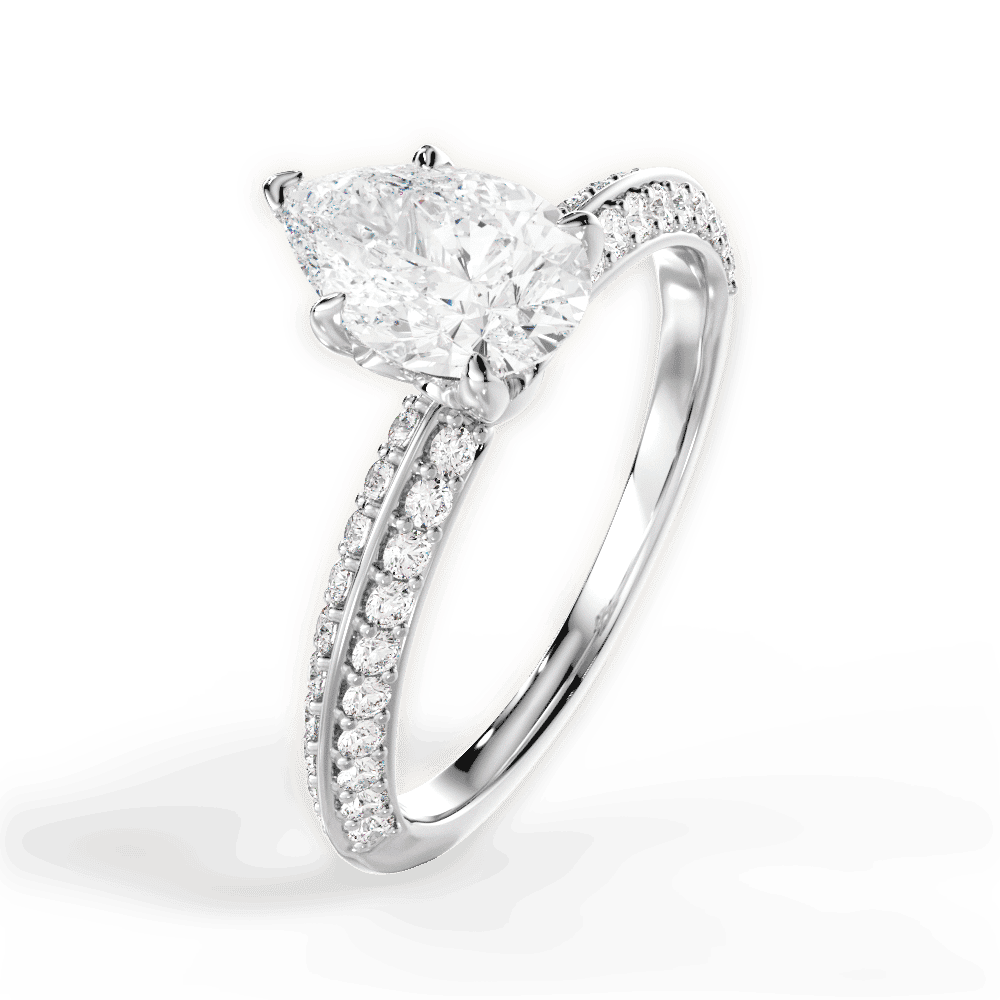 14kt White Gold/18kt White Gold/Platinum/pear/side