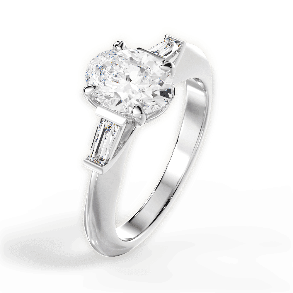 14kt White Gold/18kt White Gold/Platinum/oval/side