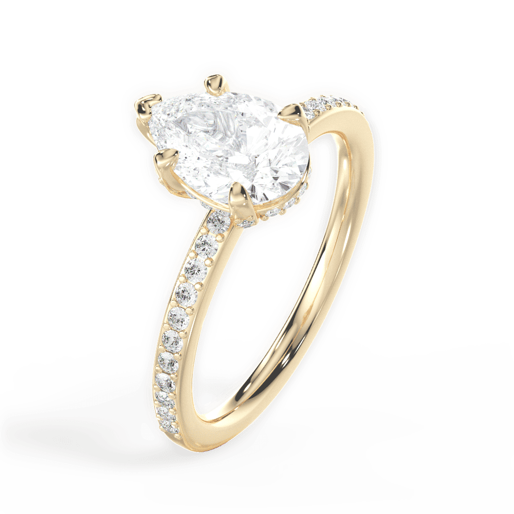 14kt Yellow Gold/18kt Yellow Gold/pear/side