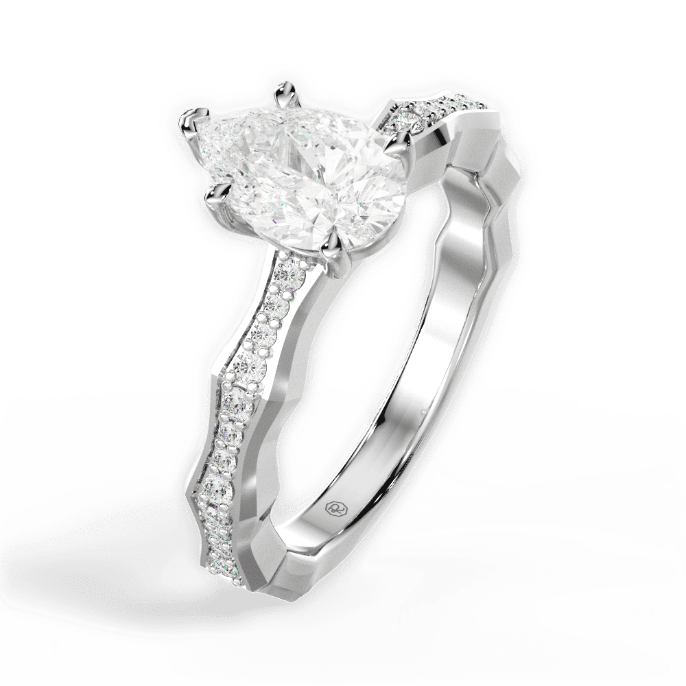 14kt White Gold/18kt White Gold/Platinum/pear/side