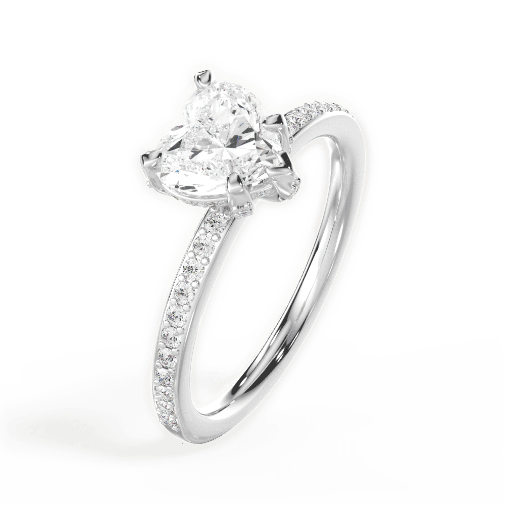 14kt White Gold/18kt White Gold/Platinum/heart/side