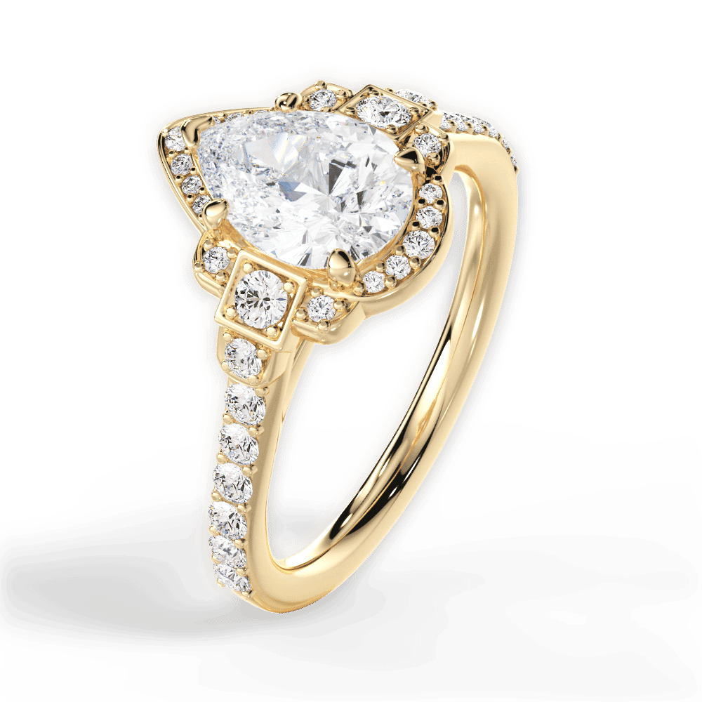 14kt Yellow Gold/18kt Yellow Gold/pear/side