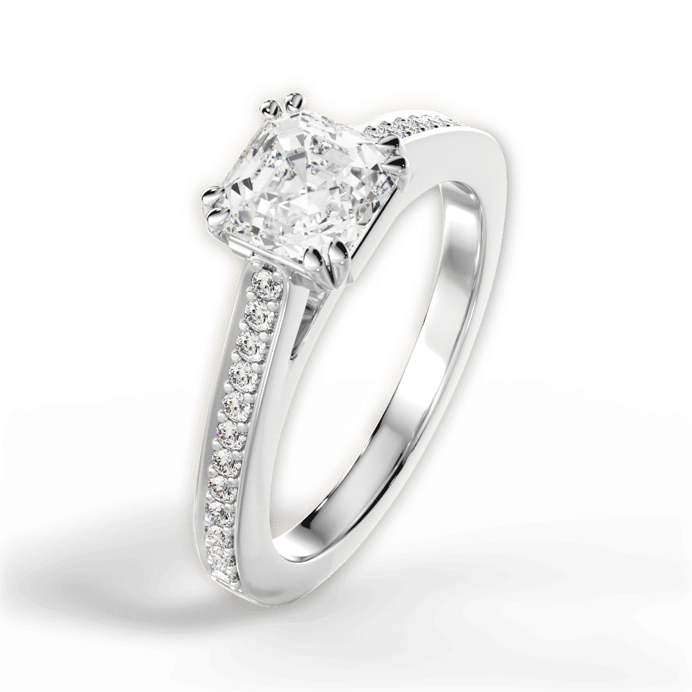 14kt White Gold/18kt White Gold/Platinum/asscher/side