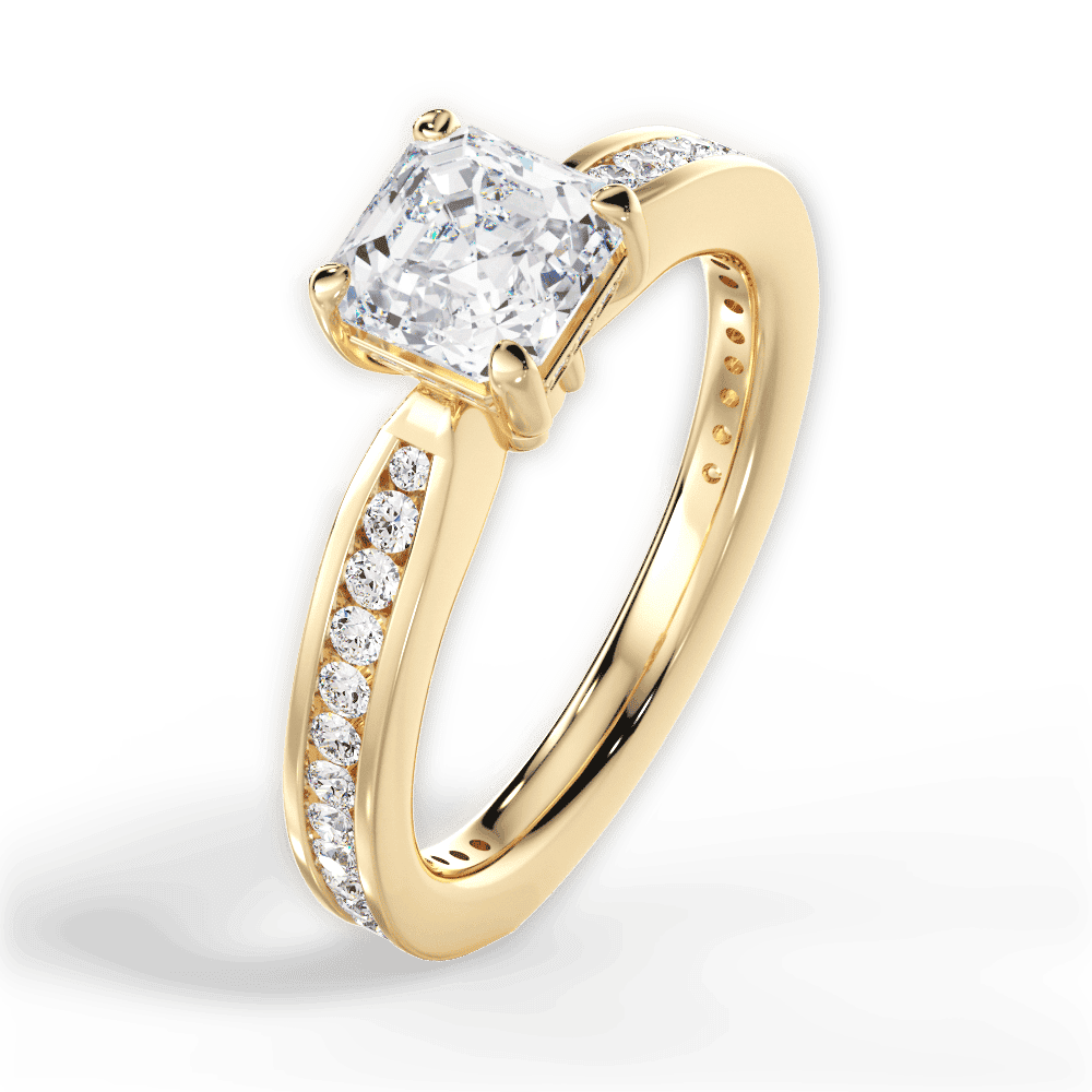 14kt Yellow Gold/18kt Yellow Gold/asscher/side