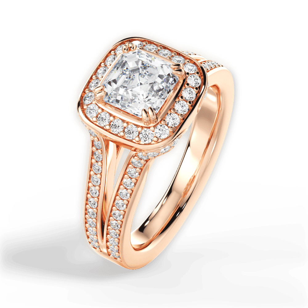 14kt Rose Gold/18kt Rose Gold/asscher/side