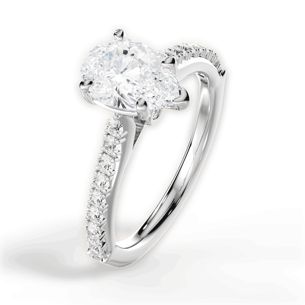 14kt White Gold/18kt White Gold/Platinum/pear/side