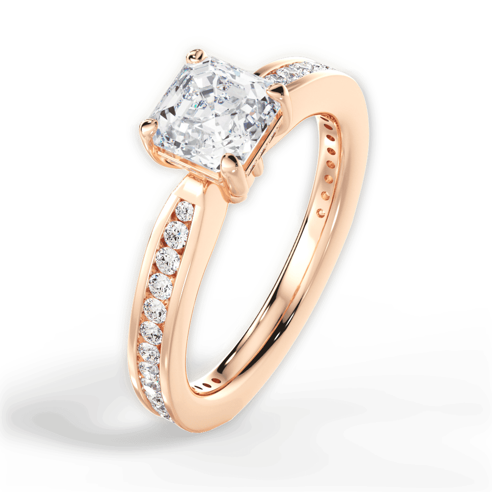 14kt Rose Gold/18kt Rose Gold/asscher/side