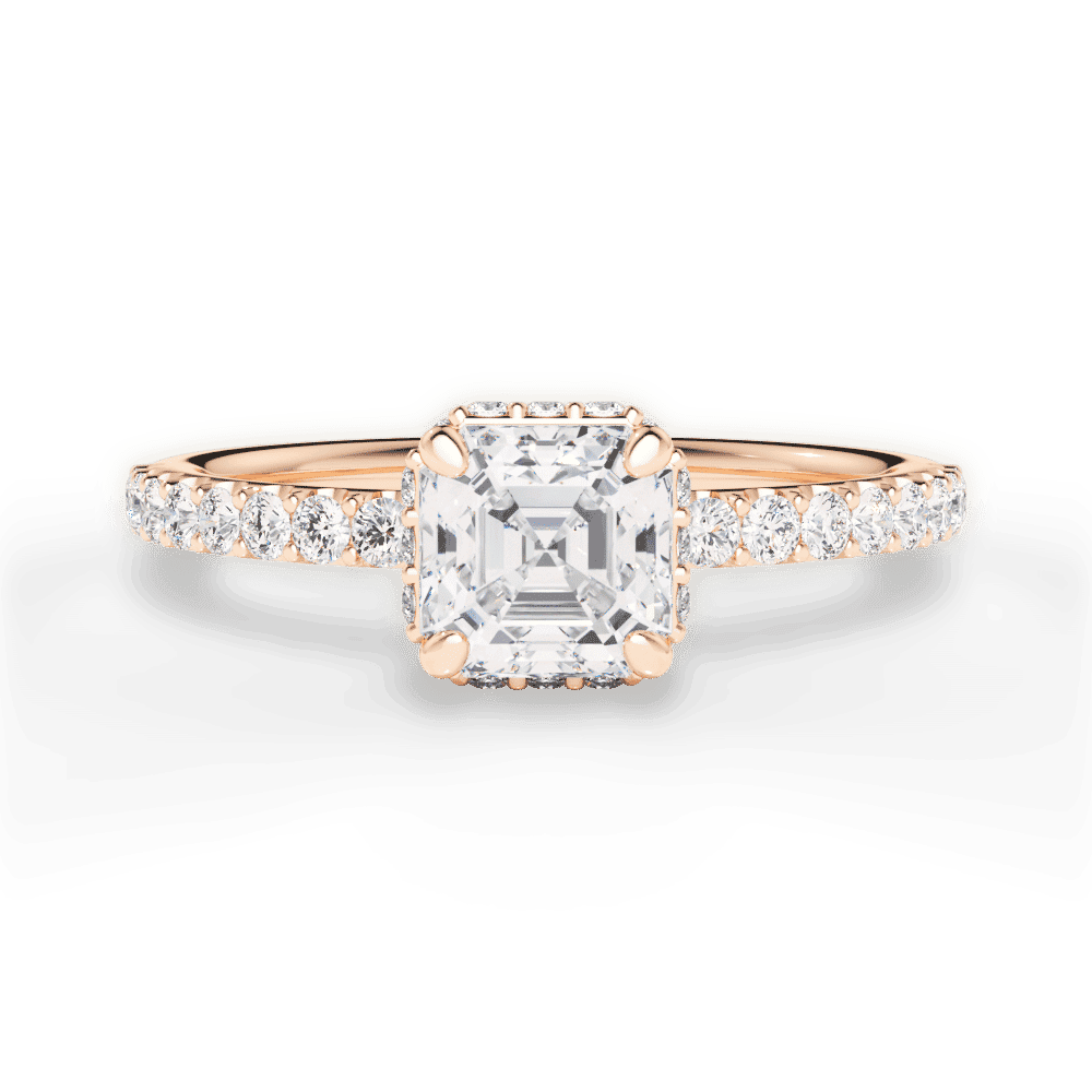 14kt Rose Gold/18kt Rose Gold/asscher/top