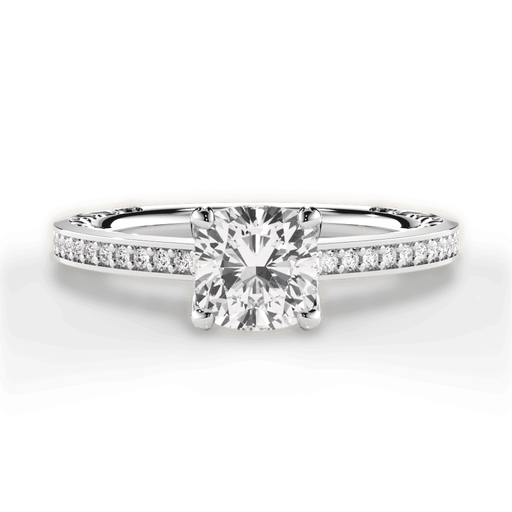 14kt White Gold/18kt White Gold/Platinum/cushion/top