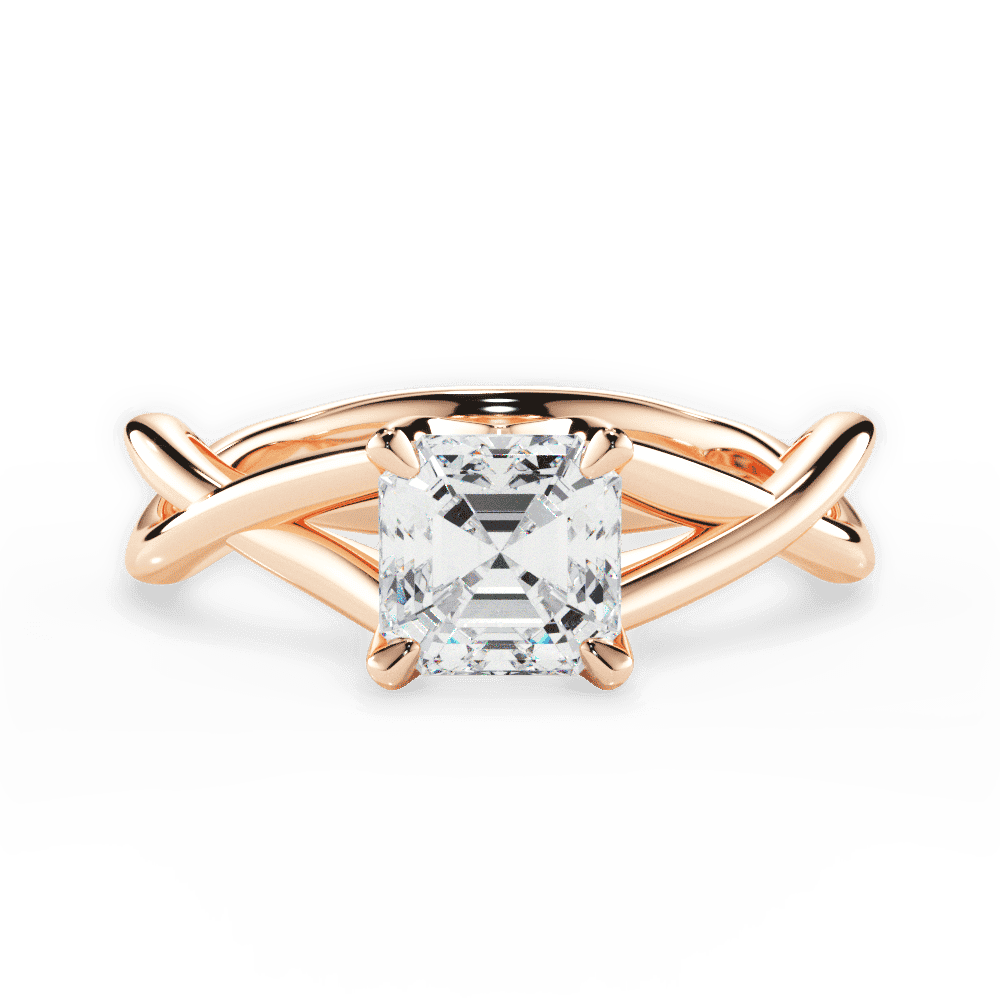 14kt Rose Gold/18kt Rose Gold/asscher/top