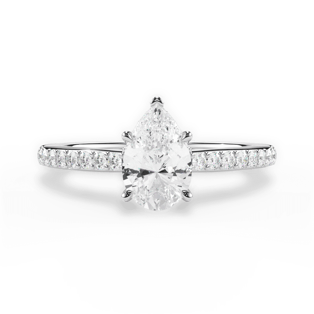 14kt White Gold/18kt White Gold/Platinum/pear/top