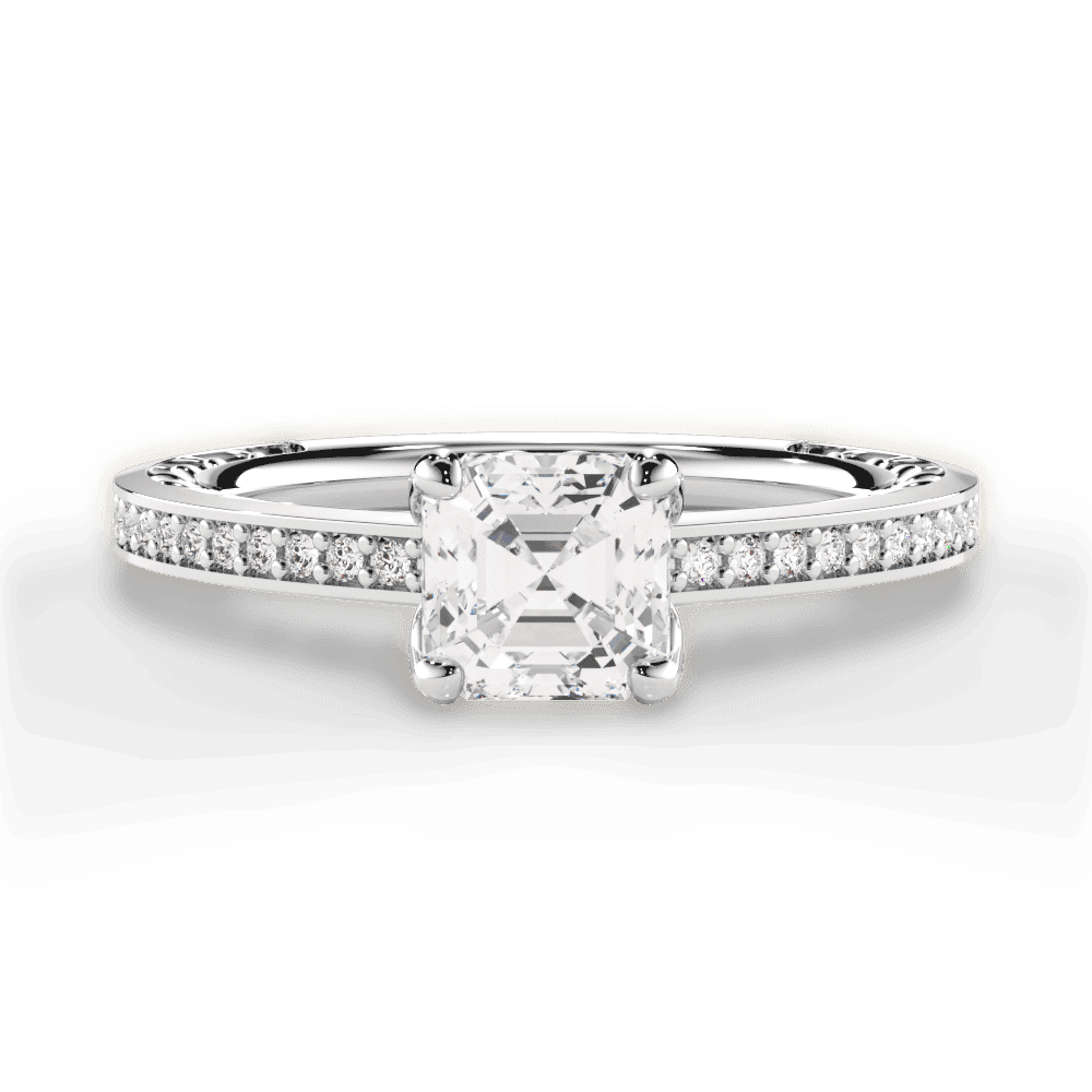 14kt White Gold/18kt White Gold/Platinum/asscher/top